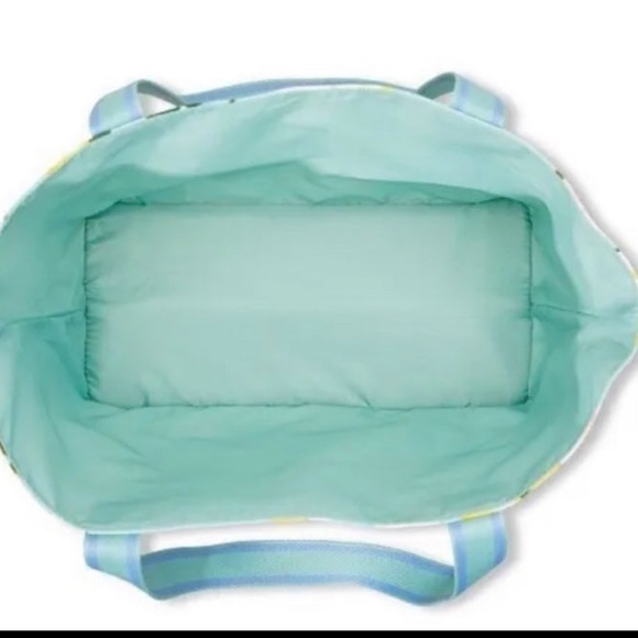 VICTORIA'S SECRET Cooler Tote Lemon Blue Logo With Pockets - Picture 3 of 7